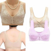 Home Front Button Plus Size Cotton Wireless Sleep Bra for Comfort - Himpall